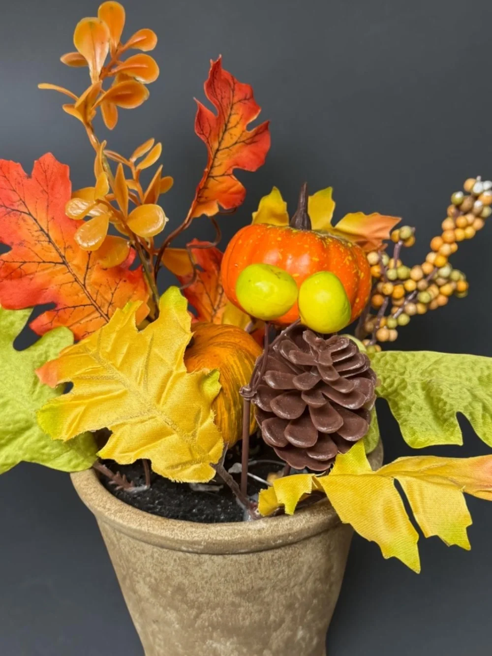 NWOT Fall Pumpkin Floral Arrangement Rustic Harvest Decor